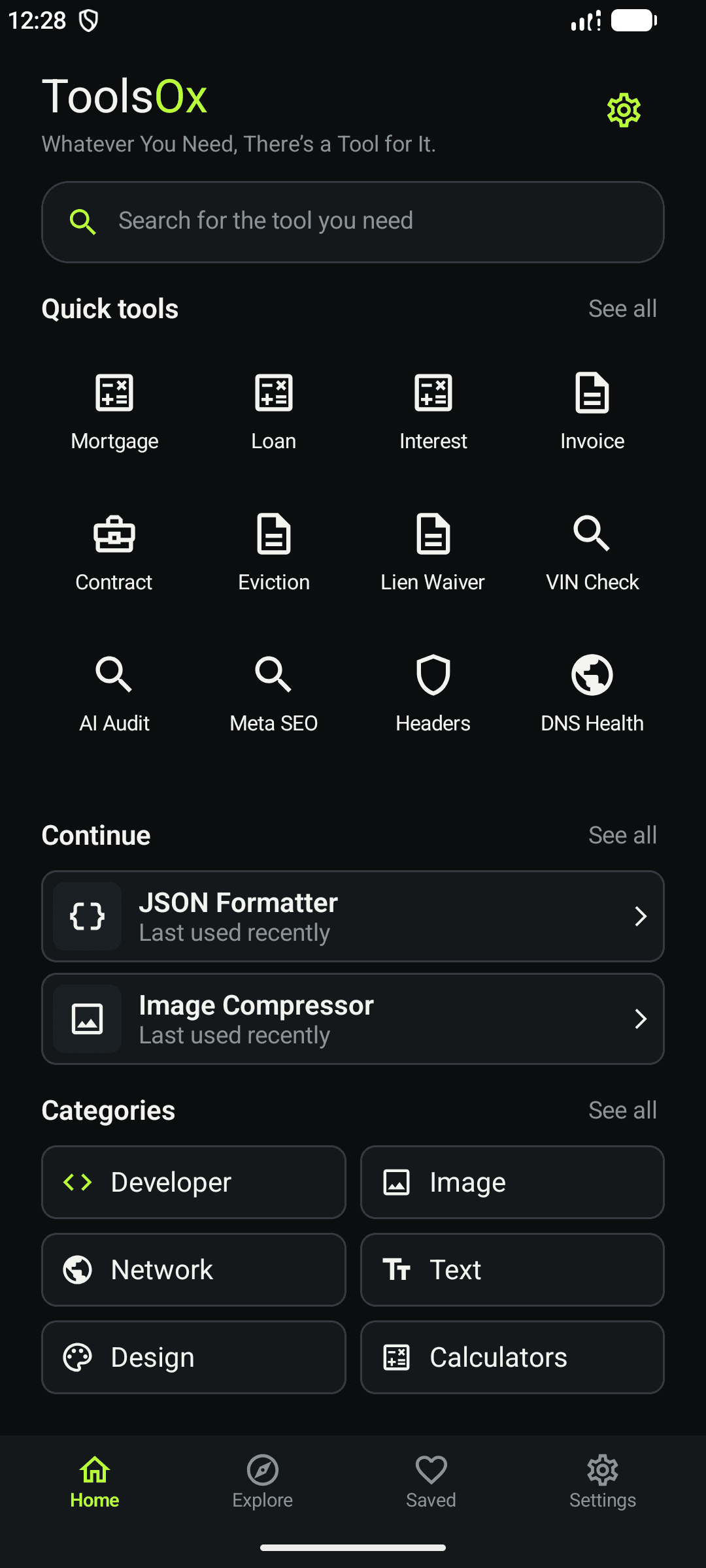 ToolsOx Android home screen