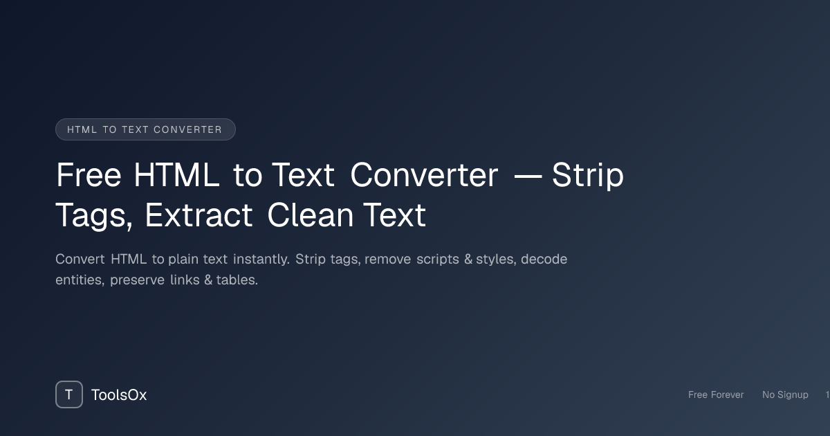 Free HTML to Text Converter — Strip tags, extract clean plain text from HTML online