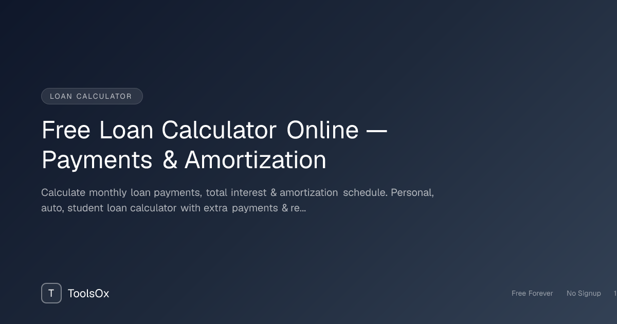 Loan Calculator — Monthly Payments, Amortization & Refinance Analysis - ToolsOx