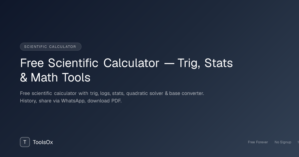 Scientific Calculator — Free Online Math, Trig, Stats & Converter - ToolsOx